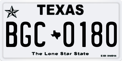 TX license plate BGC0180