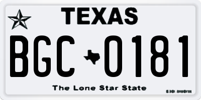 TX license plate BGC0181