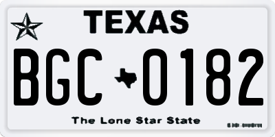TX license plate BGC0182