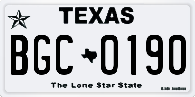 TX license plate BGC0190