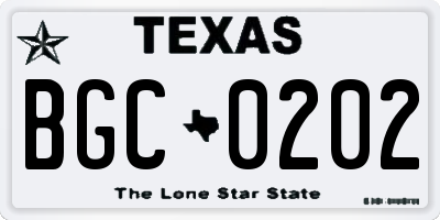 TX license plate BGC0202