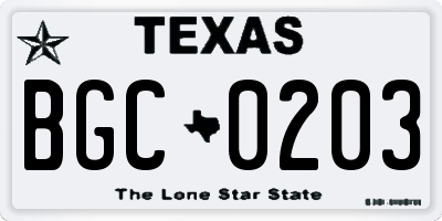 TX license plate BGC0203