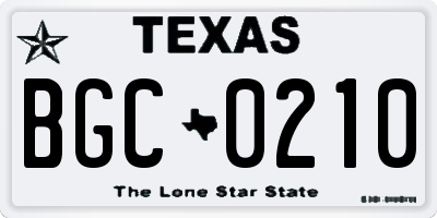 TX license plate BGC0210
