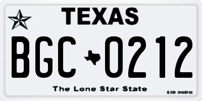 TX license plate BGC0212