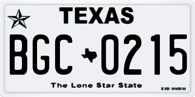 TX license plate BGC0215