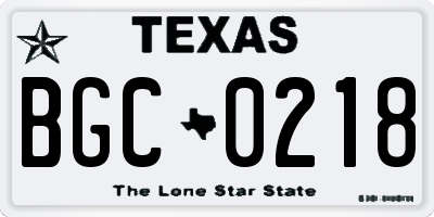 TX license plate BGC0218
