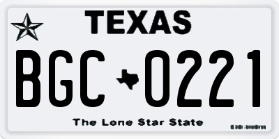TX license plate BGC0221