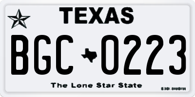 TX license plate BGC0223