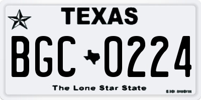 TX license plate BGC0224