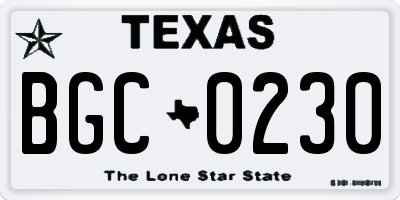 TX license plate BGC0230