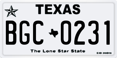 TX license plate BGC0231