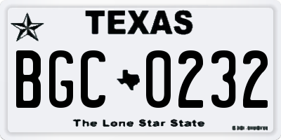 TX license plate BGC0232