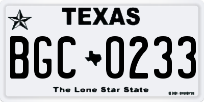 TX license plate BGC0233