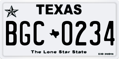TX license plate BGC0234