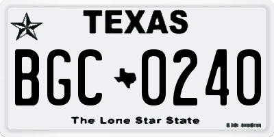 TX license plate BGC0240