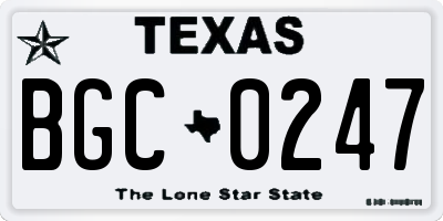 TX license plate BGC0247