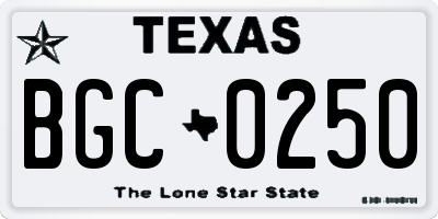 TX license plate BGC0250