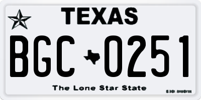 TX license plate BGC0251