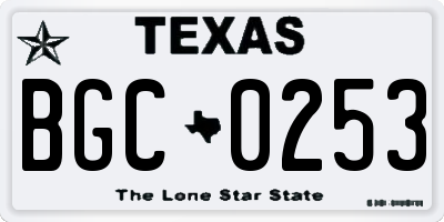 TX license plate BGC0253