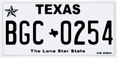 TX license plate BGC0254