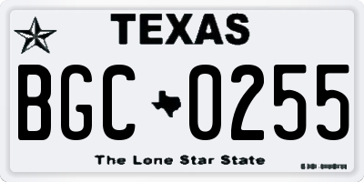TX license plate BGC0255