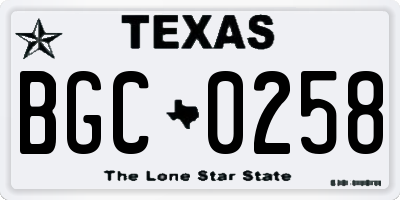 TX license plate BGC0258