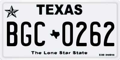 TX license plate BGC0262