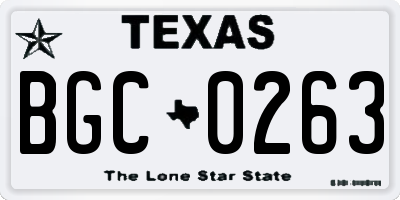 TX license plate BGC0263