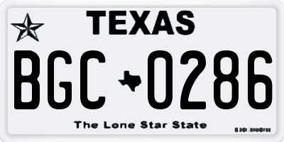 TX license plate BGC0286