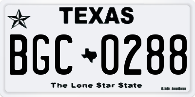 TX license plate BGC0288