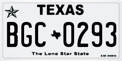 TX license plate BGC0293