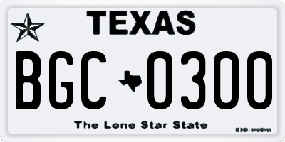 TX license plate BGC0300