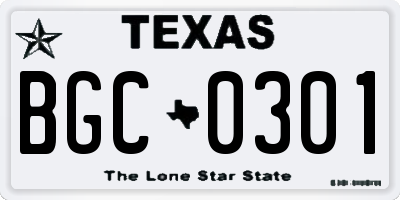 TX license plate BGC0301