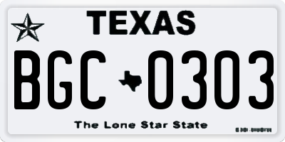 TX license plate BGC0303