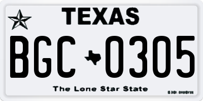 TX license plate BGC0305