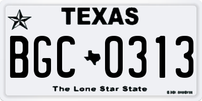 TX license plate BGC0313