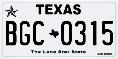 TX license plate BGC0315