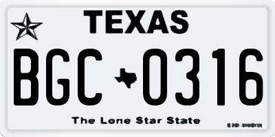 TX license plate BGC0316