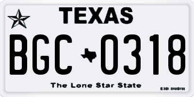 TX license plate BGC0318