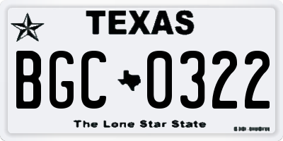 TX license plate BGC0322