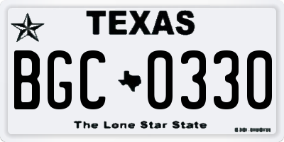 TX license plate BGC0330