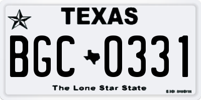 TX license plate BGC0331