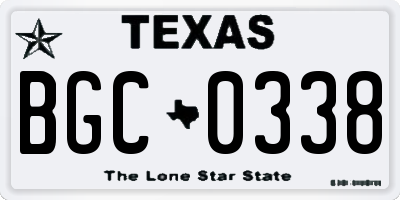 TX license plate BGC0338