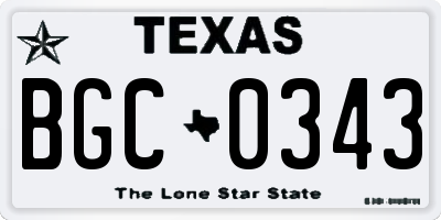 TX license plate BGC0343