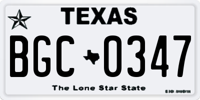 TX license plate BGC0347