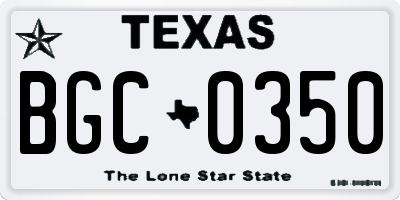 TX license plate BGC0350