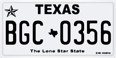 TX license plate BGC0356