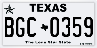 TX license plate BGC0359