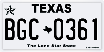 TX license plate BGC0361