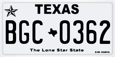 TX license plate BGC0362